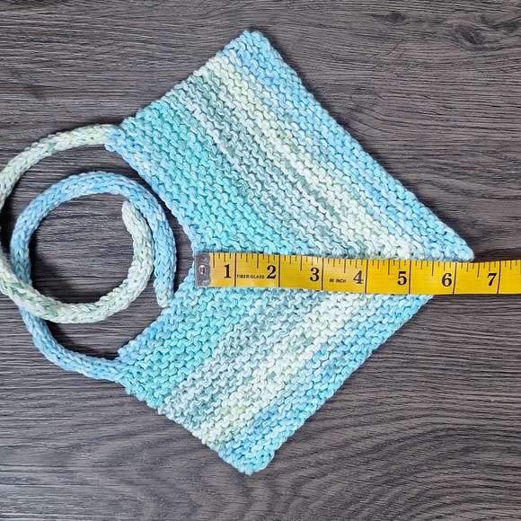 Handknit Bandana Style Bib - Picture 5 of 6